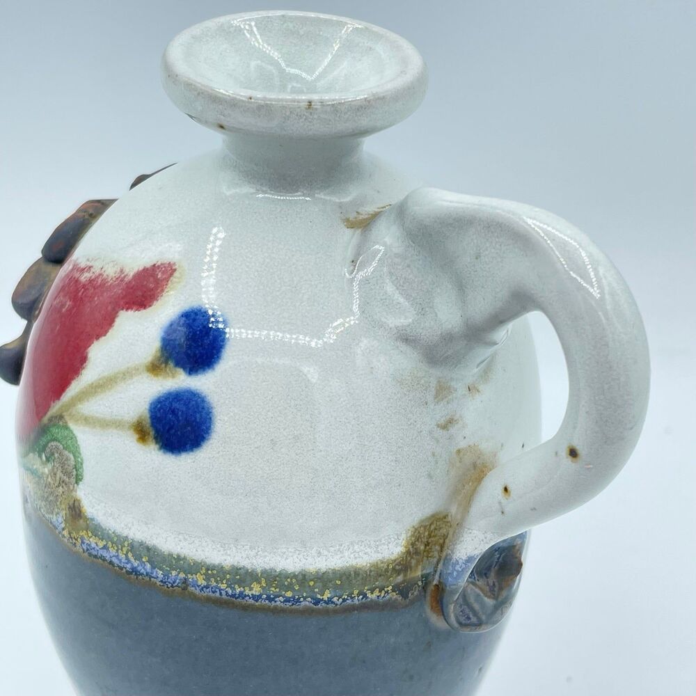 Vintage Signed Chappelle Artisan Pottery Vase Jug Pitcher Old Man Winter Face - Picture 5 of 9